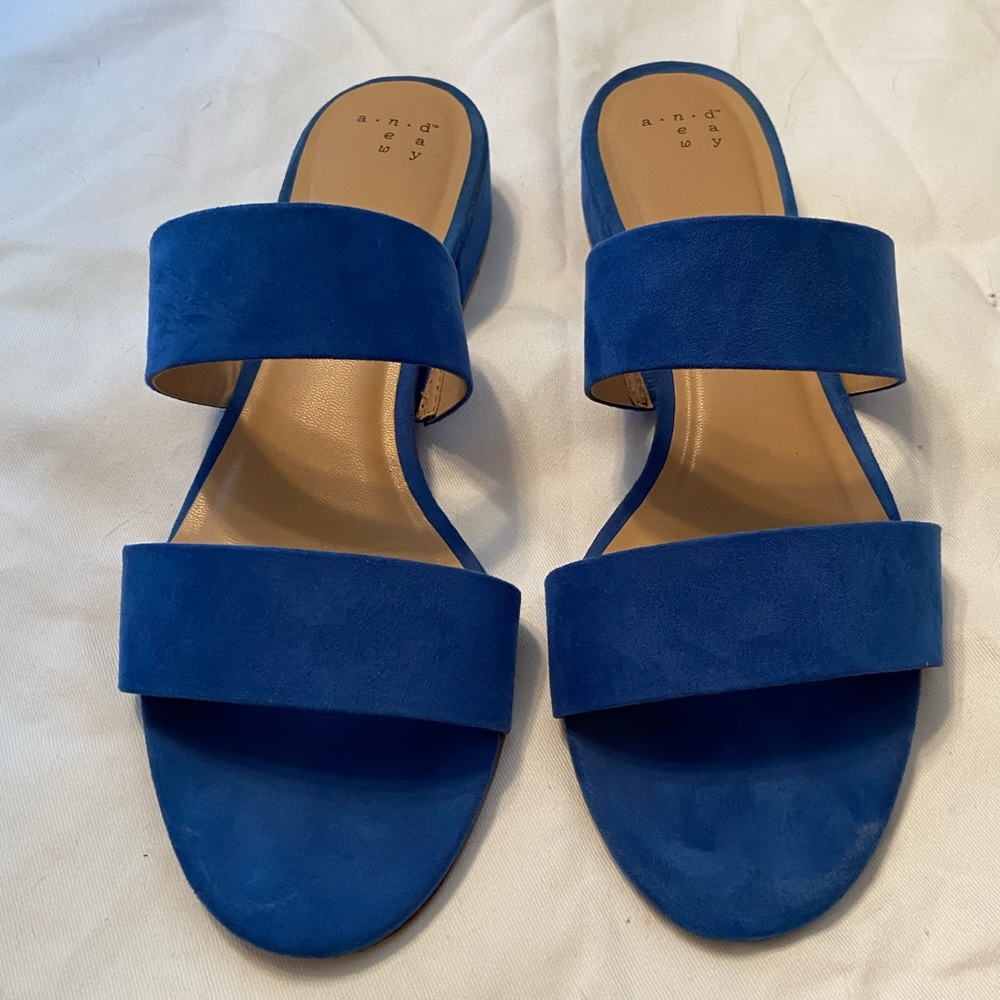 A New Day Blue Faux Suede Sandals Vegan